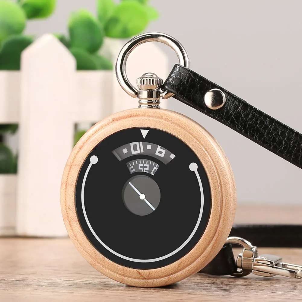 

Vintage Fashion Maple/Bamboo Wooden Quartz Pocket Watch Leather Strap Pendant Pocket Clock Men Women Unique Turntable Display