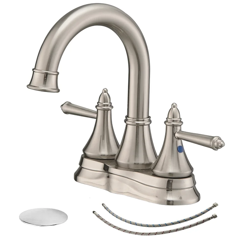 

4 In. Centerset 2-Handle Bathroom Sink Faucet In Brushed Nickel Brushed Nickel Brass [US Stock]