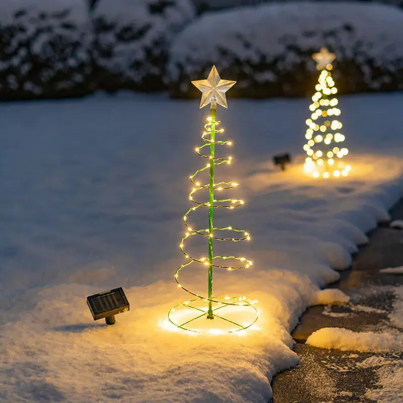 2022 Christmas Tree Garden Decorative Lights Stars LED Solar Ground Outdoor Light String Star Christmas Tree Decoration Light