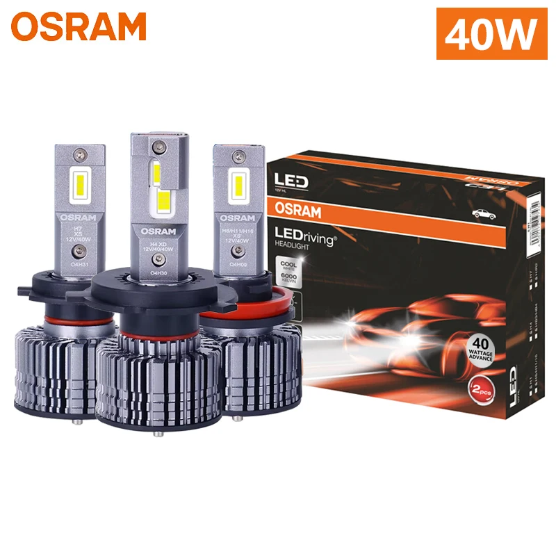 

OSRAM Power LED H4 H7 H11 Автомобильная фара 40 Вт Яркие 6000K Белые лампы H1 H8 9005 9006 9012 HB3 HB4 HIR2 Противотуманные фары дальнего ближнего света