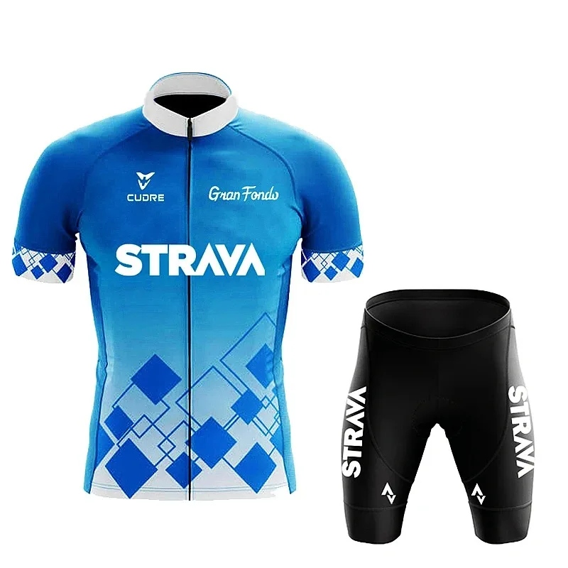 STRAVA Men's Cycling Clothing Summer Set Mountain Bike Comfort Jersey Equipment Sweat-Wicking and Quick-Drying