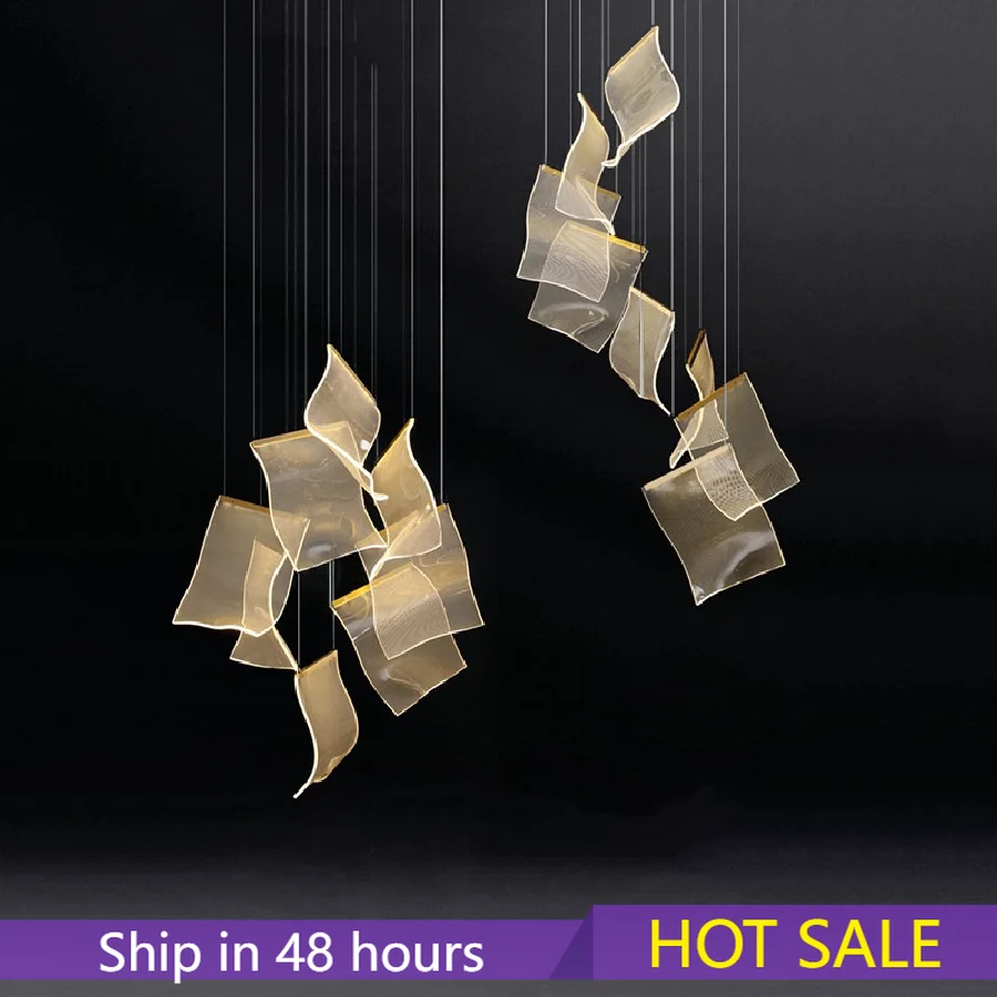 

Modern Novelty Ceiling Chandelier living room decor lighting Stairs Pendant Lamp Dining room Hanging Light LED Light Guide plate