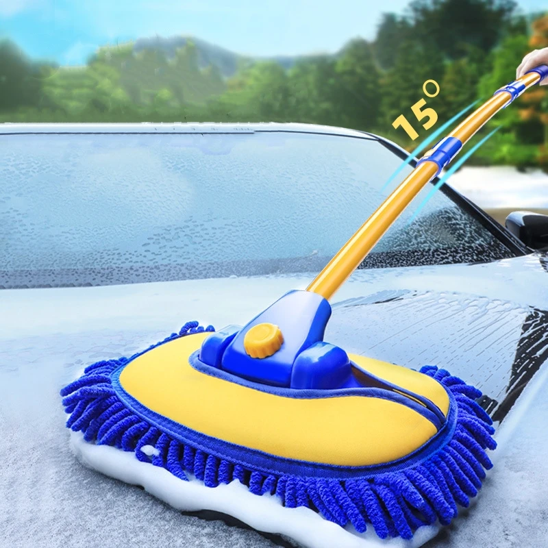 

2023 New Car Wash Brush Car Cleaning Brush Telescoping Long Handle Cleaning Mop Chenille Broom Auto Accessories