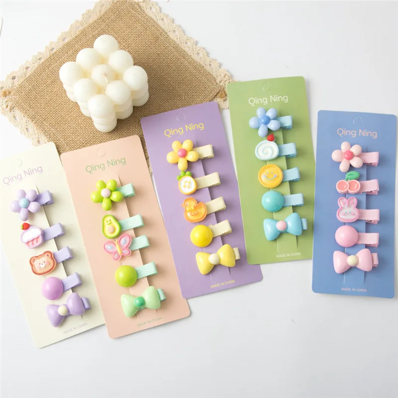 

Children Hairpin 5Pcs/Set Girls Hair Accessories Sweet Flower Hair Clip Caroon Animal Rabbit Bunny Cute Barrette Kids Headdress
