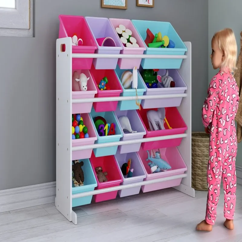 

Fashionable 16-Bin Toy Storage Organizer - Durable, Sturdy Plastic Construction for Endless Fun.
