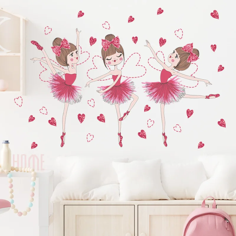 

New Bedroom Porch Home Wall Decoration Wall Stickers Cartoon Dancing Girl Love Girl Heart Stickers Self-Adhesive And Removable