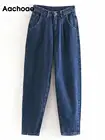 Джинсы Aachoae женские свободные повседневные, брюки-султанки из денима в складку, с напуском, джинсы-бойфренды, уличная одежда, 2022