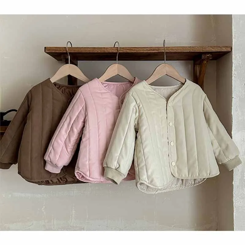 Пуховик теплый однотонный для мальчиков и девочек легкий пуховик с круглым