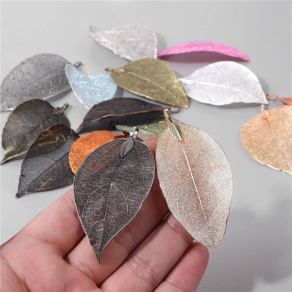 

5pcs/lot Leaves Pendants Electroplated Hollow Colorful Leaf Pendants Charms Fit Jewelry Making DIY Necklace Earrings Parts