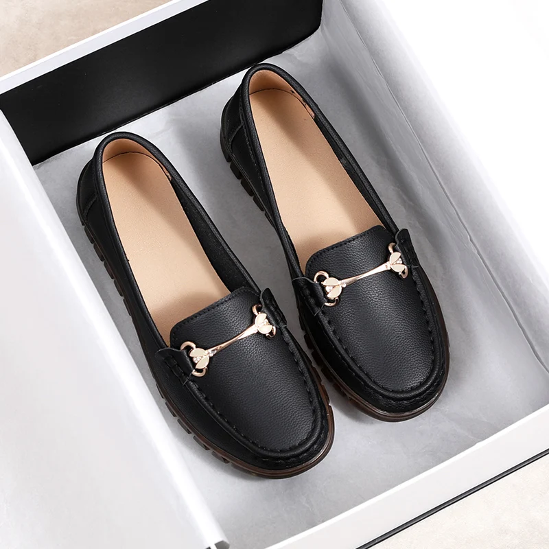 New Women Genuine Leather Flats Platform Woman Ladies Casual Shoes Luxury Loafers Female Slip-on Boat Walking Shoes Moccasins