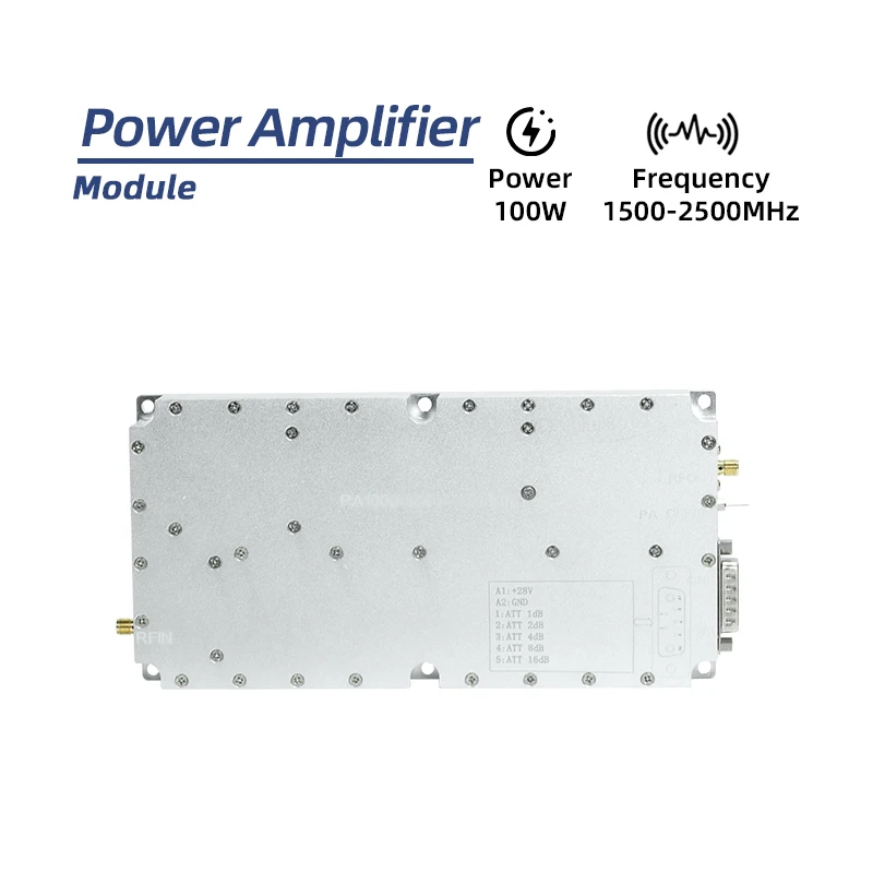 Модуль усилителя мощности Greetwin GW-PA100W, 100 Вт, настраиваемый, 24-30 В, разъем SMA-Female, 1500-2500 МГц, аксессуары для РЧНЧ, LED (art.: 3920d9ffefe0c) - 3920d9ffefe0c