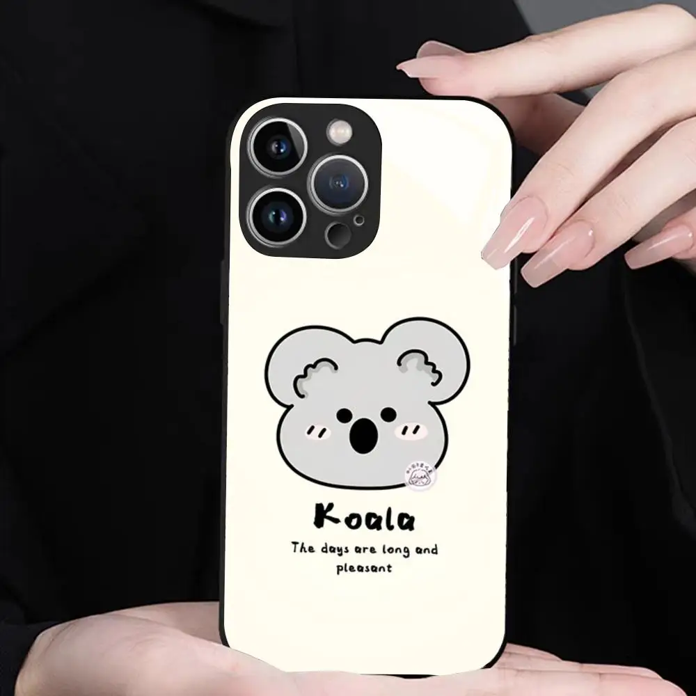 Фото Забавный мультяшный чехол K-коала для iPhone 17 16 15 14 13 12 Pro Max Xr Air Plus, черный/серебристый, жесткий корпус №2