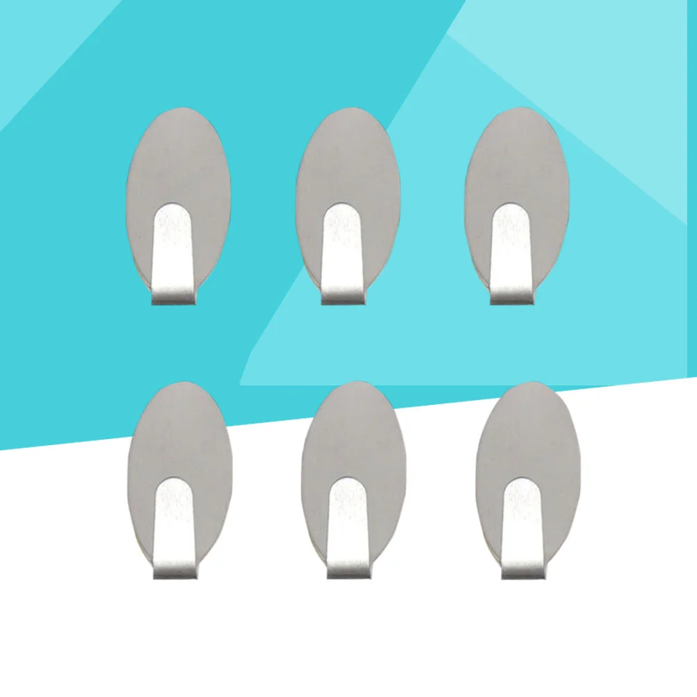 

6pcs Stainless Steel Drill Adhesive Single Robe Hook Towel Coat Wall Mount Hooks Clothes Hanger for Bathroom Kitchen (Oval+S)