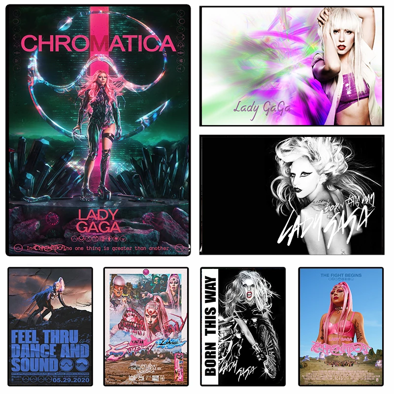 Современный стиль Леди Гага постер на день рождения холсте без рамы акварельные