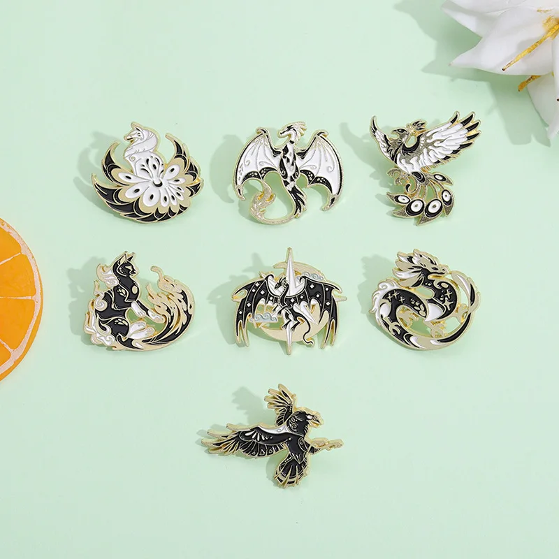 Динозавр Монстр большой Pengbird девять хвост лиса Золотой Карп журавль эмаль лацкан