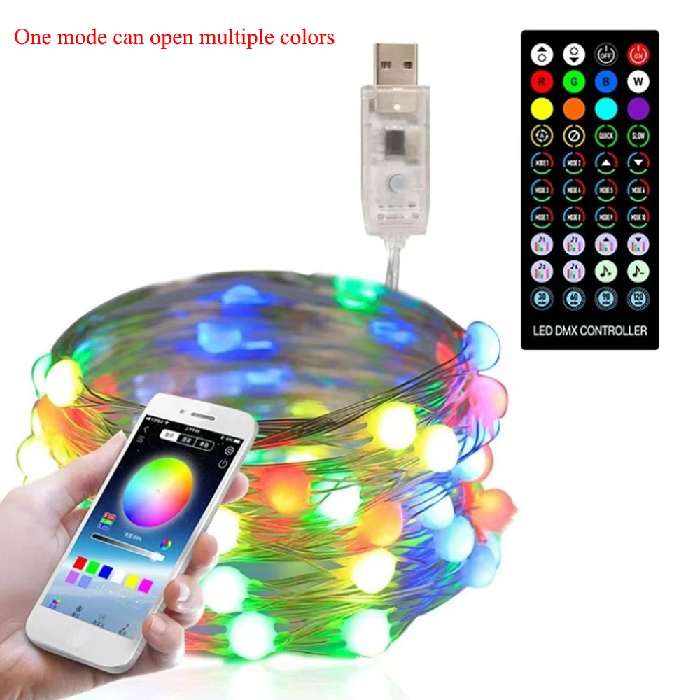 51020m led bluetooth string light christmas tree decoration remote control usb wedding navidad garland curtain lamp fairy home free global shipping