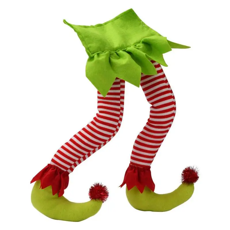 

Рождественские ноги эльфа, подвесные ноги Санта-Клауса, торчащие из багажника, ножки эльфа Санта-Клауса, Рождественское украшение для искусственных предметов