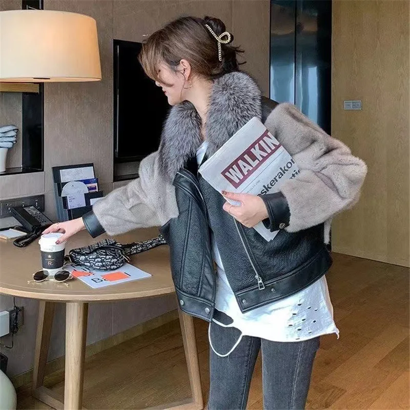 Fur Locomotive Retro With Belt Riding Winter Women's Jacket Long-sleeved Lapel Padded Warm Black Zip Chic Female Coat Tops