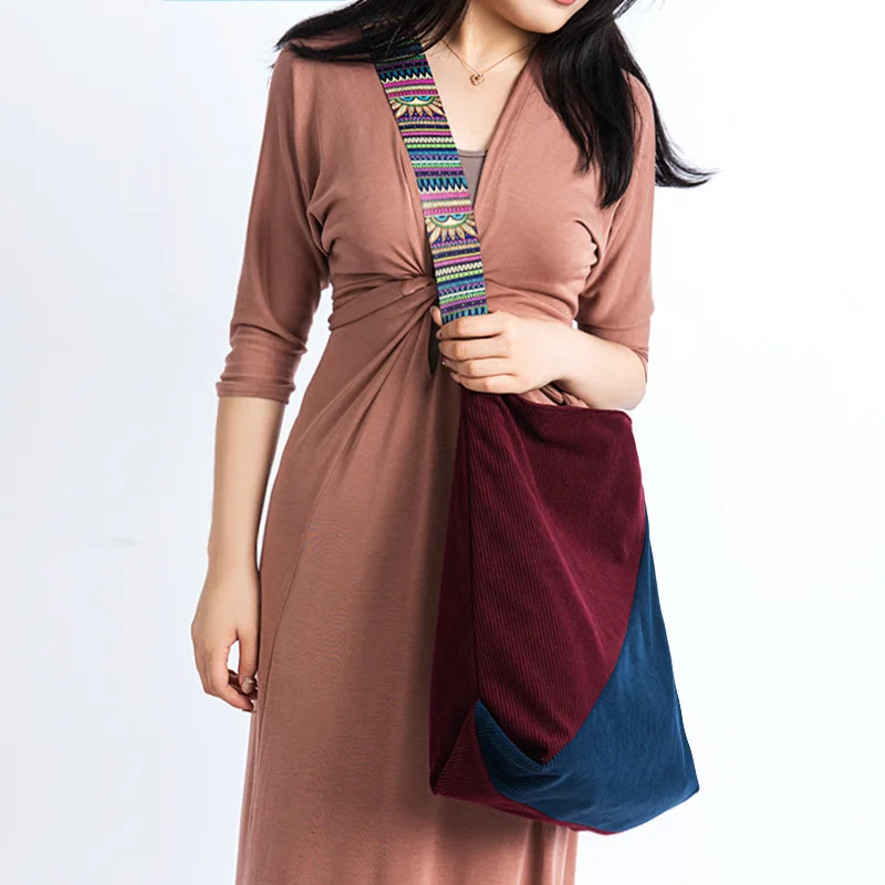 In 2022, The New High-capacity Corduroy Handbag Fashion Casual Shoulder Bag Simple Biagonal canvas bag