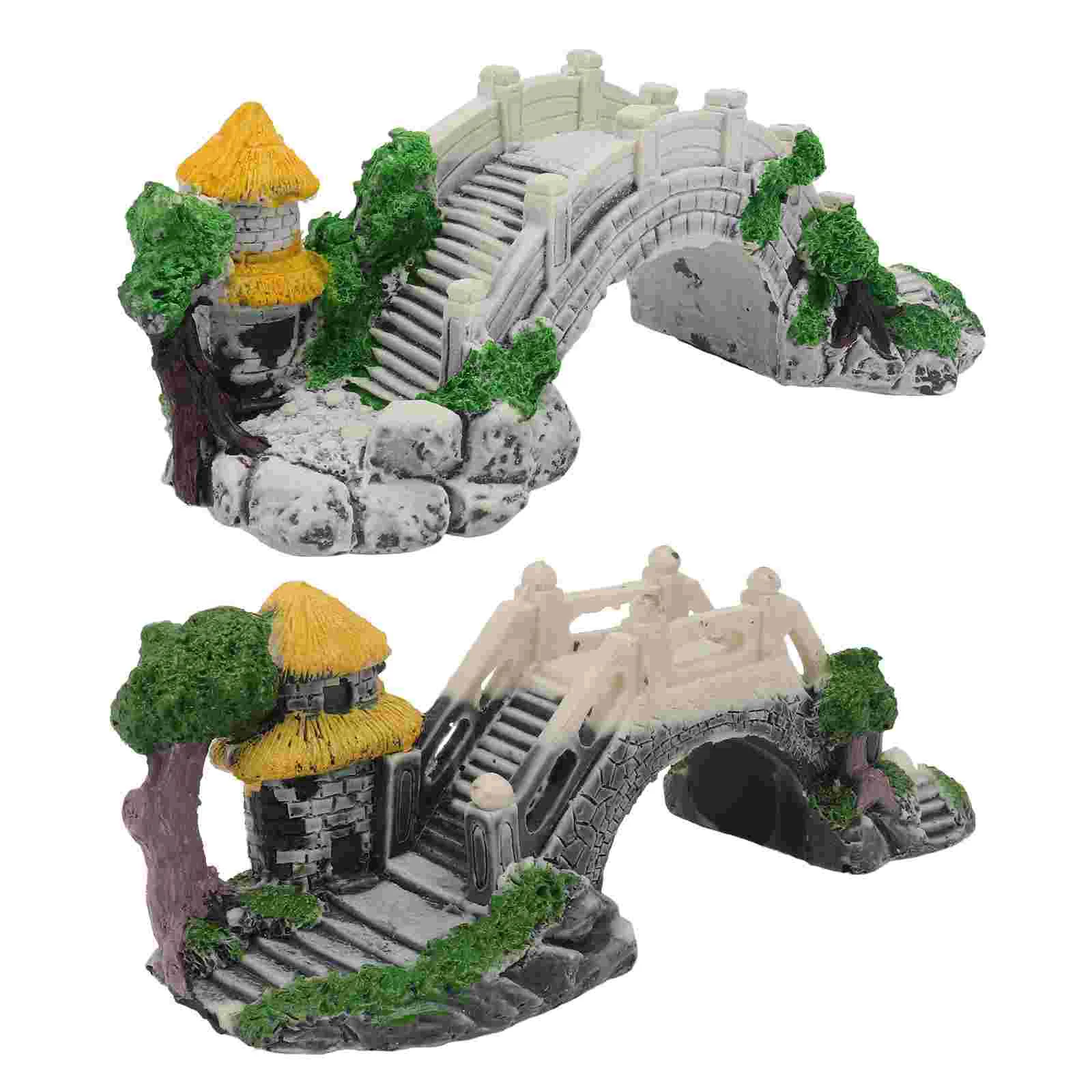 

2pcs Fish Tank Underwater Building Decors Resin Craft Bridges Fish Tank Decors