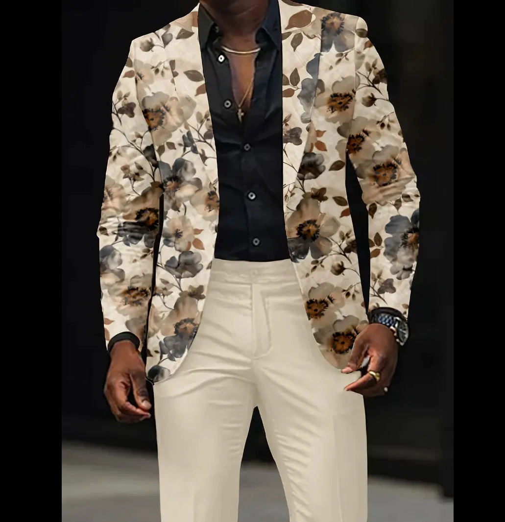 Мужская мода британский роскошный деловой и досуг пиджак с цветочным принтом