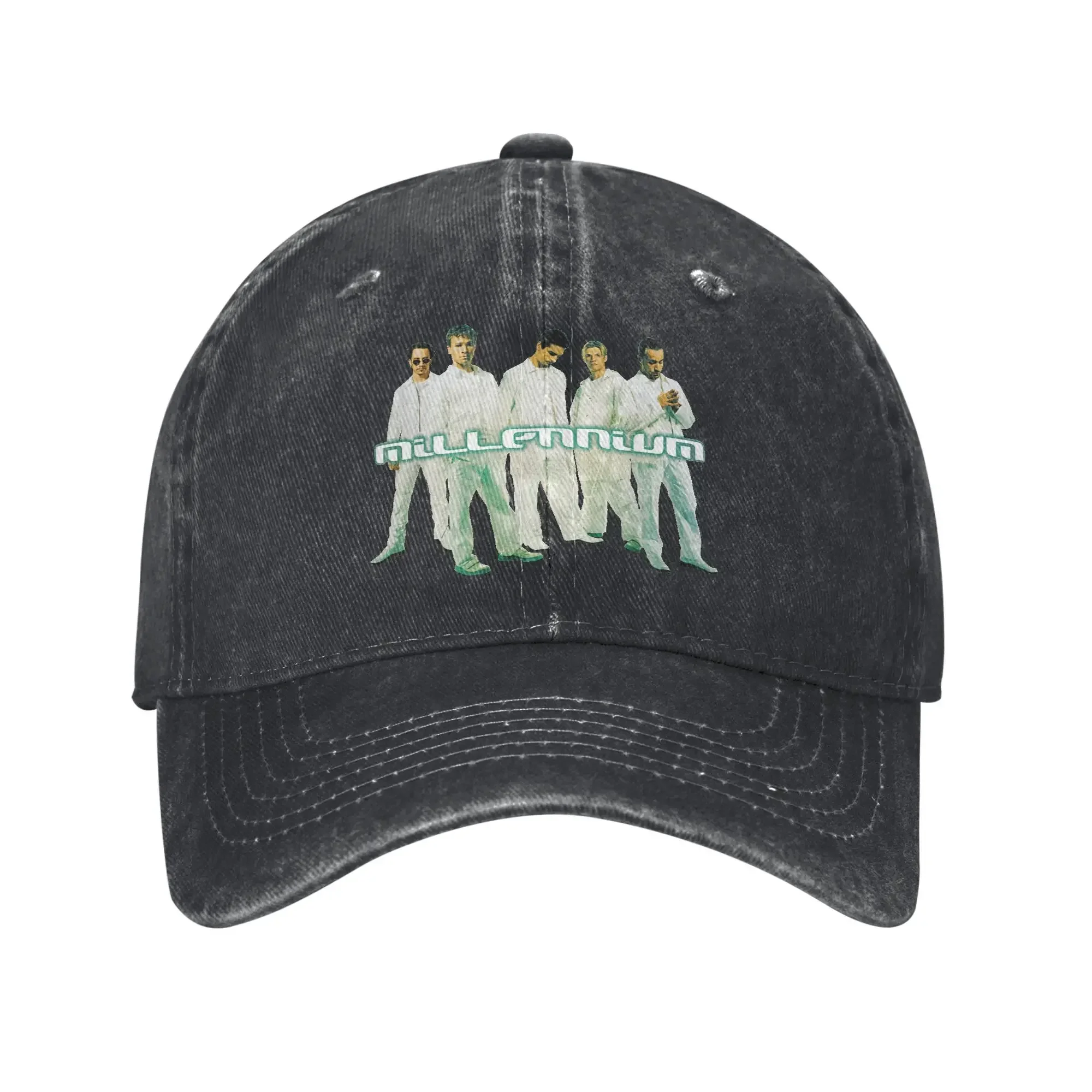 Фото Бейсболка Backstreet Boys Millenniums Tour 2026, винтажная, из потертого денима, с эффектом стирки, музыкальная, с символикой группы, унисекс, для активного отдыха и путешествий, мягкая №1
