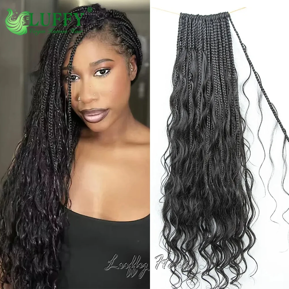 Плетеные крючком косички бохо с человеческими волосами свободные волнистые