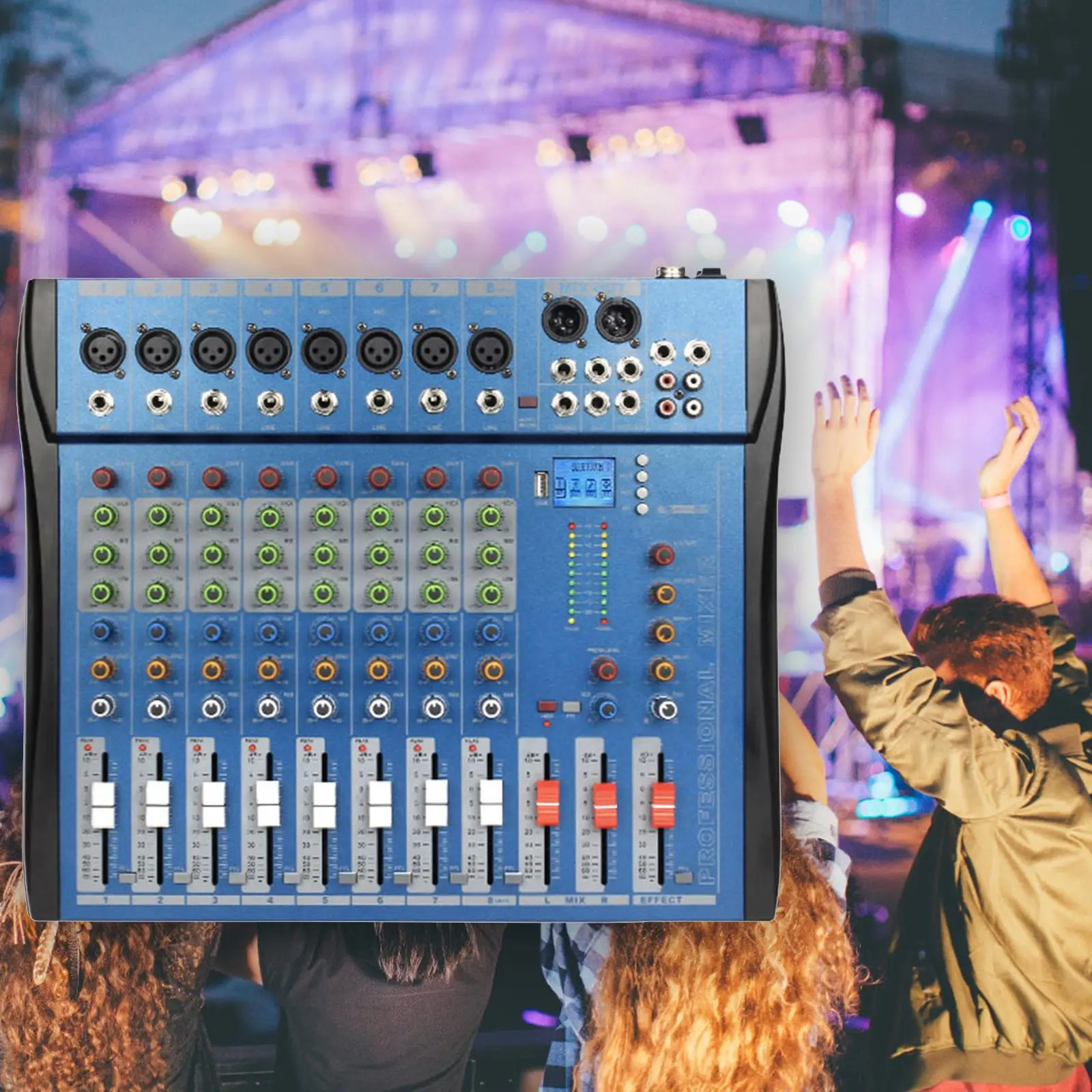 

8-канальный микшер, звуковая микшерная консоль, американский адаптер 110 В, поддержка 6,35 мм, интерфейс 1/4 дюйма, несколько входов и выходов, разъем для микрофона XLR