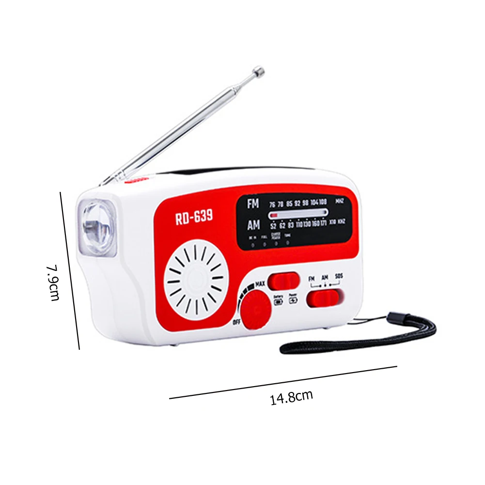 rd639 solar hand crank radio receiver sos alarm portable mobile phone charger amfm radio with flashlight for outdoor emergency free global shipping