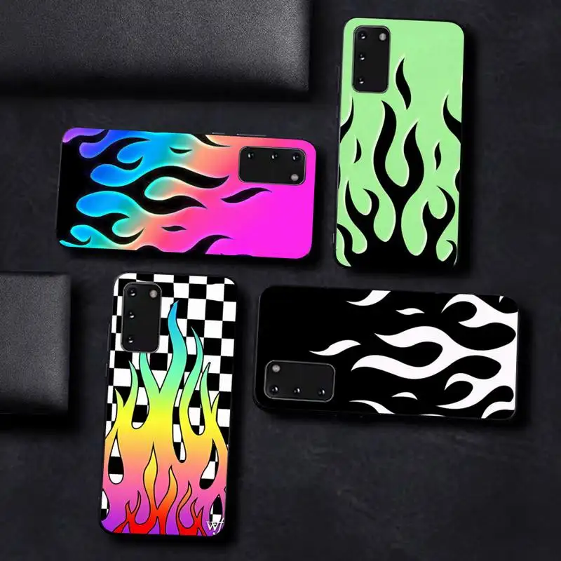 

Fashion Red Flames Fitted Phone Case For Samsung S 9 10 20 21 22 23 30 23plus lite Ultra FE S10lite Fundas