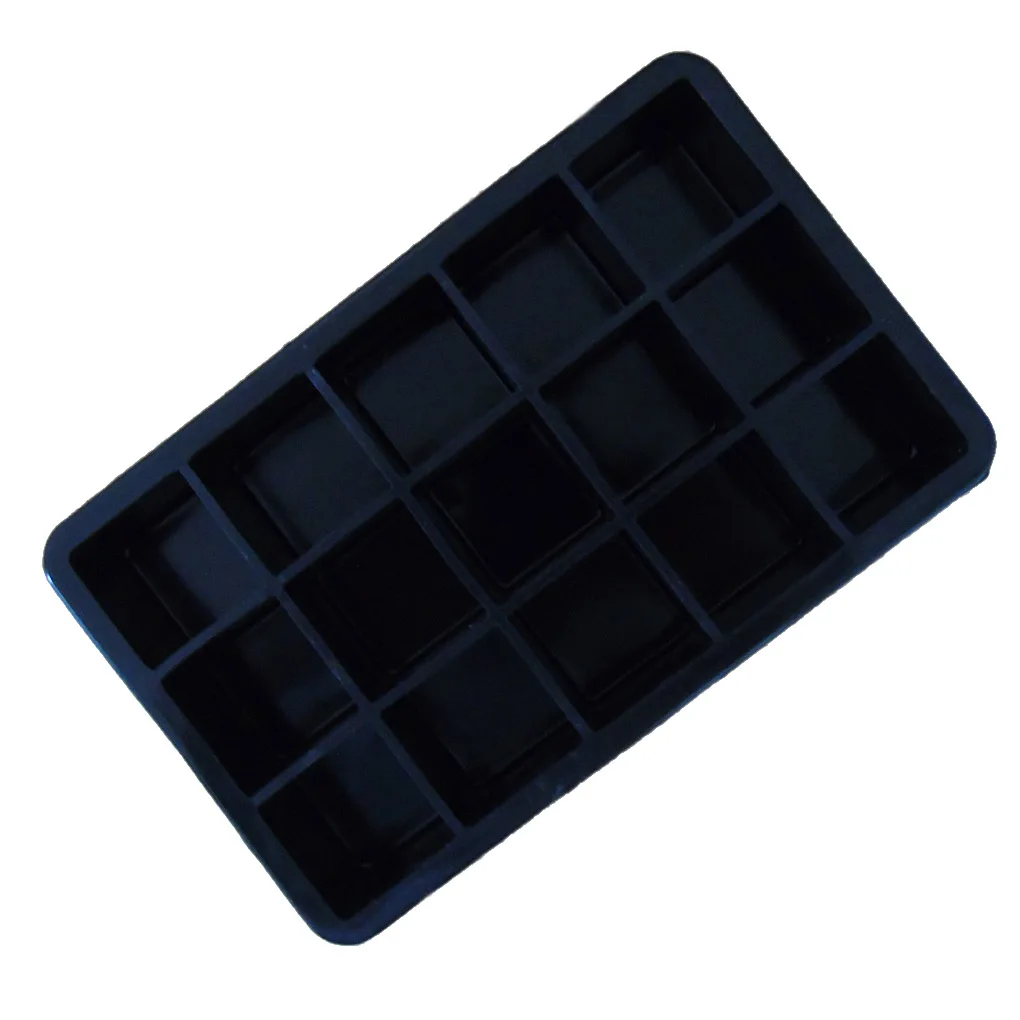 

Black Grade Silicone 15-grid Cube Jumbo Silicone Ice Cube Square Tray Mold Mould Non-toxic Durable Bar Pub Wine Ice Blocks Maker