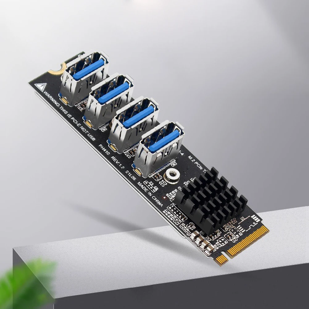 

Плата расширения M.2 PCIE для майнинга, 4-портовый адаптер MKEY PCI-E X1, модуль 1-4, плата расширения для BTC Minner Desktp PC Windows XP