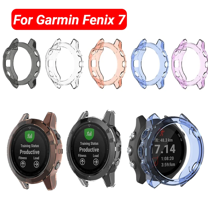 Мягкая задняя крышка для Garmin Fenix 7 Защитная силиконовая прозрачная рамка чехол из