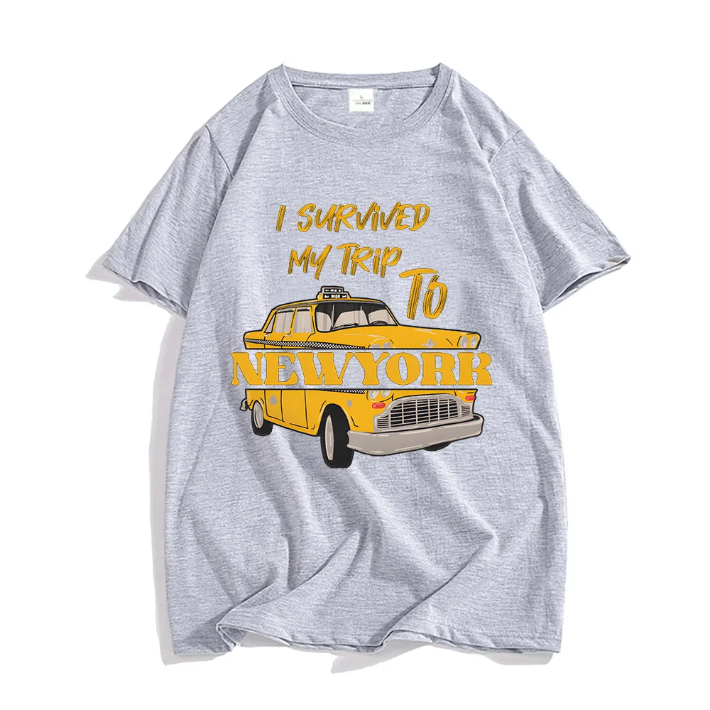 

Cartoon Graphic I Survived My Trip To NYC T-shirts Men/women Korean Style T Shirts 100% Cotton Tshirts Four Seasons LOOSE O-neck