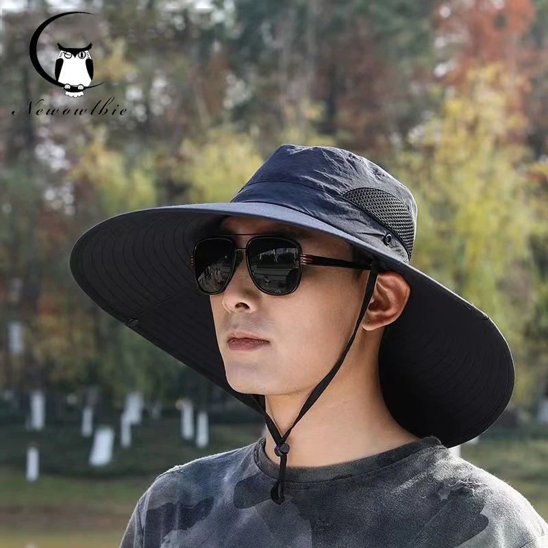 

Summer foldable drawstring breathable sunshade hat Mountaineering hat Wide brim hat Men's outdoor UV fishing hat Sun hat