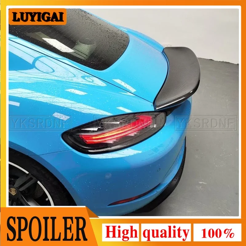 

For Porsche 718 Boxster Base S Coupe & Cayman 16-22 Rear Spoiler Wing Real Carbon Fiber Trunk Lid Flap Trim Roof Splitter Li