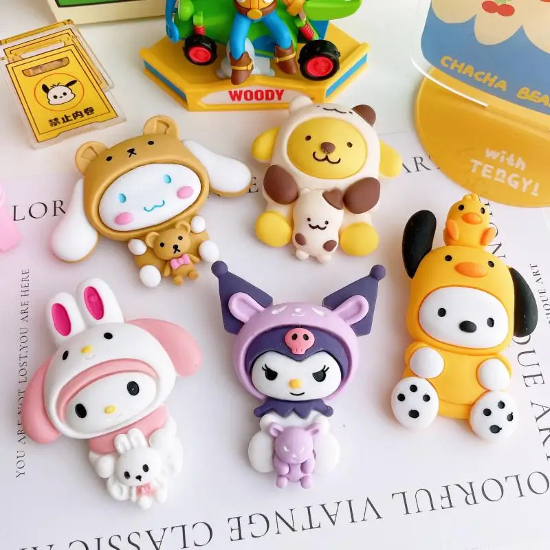 

10pcs Sanrio Patch Kawaii Mymelody Kuromi Cinnamoroll Cartoon DIY Phone Case Storage Box Decoration Cute Girl Hair Accessories