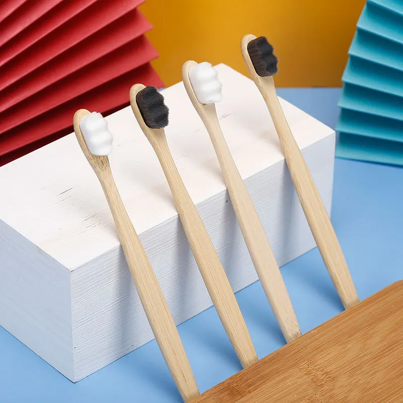 

10Pcs/Box Adults Kids Micro Nano Toothbrush-Eco Friendly Ultra Soft Bamboo Toothbrush-Sensitive Teeth & Gums Charcoal Toothbrush