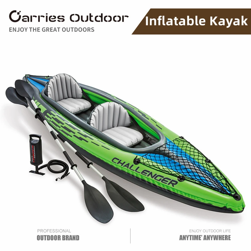 

2 Person Inflatable Boat Challenger PVC Kayak Fishing Canoe with Paddle Outdoor Professional Surfing Boat