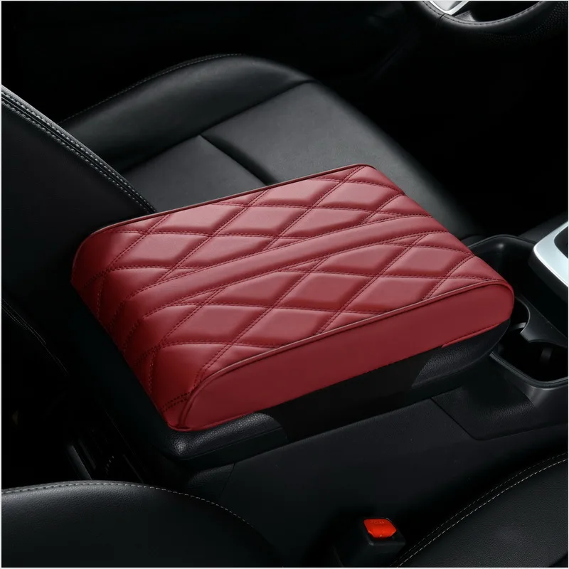 

New Wave Embroider PU Leather Car Armrest Mat Center Console Arm Rest Protection Cushion Auto Armrests Storage Box Cover Pad