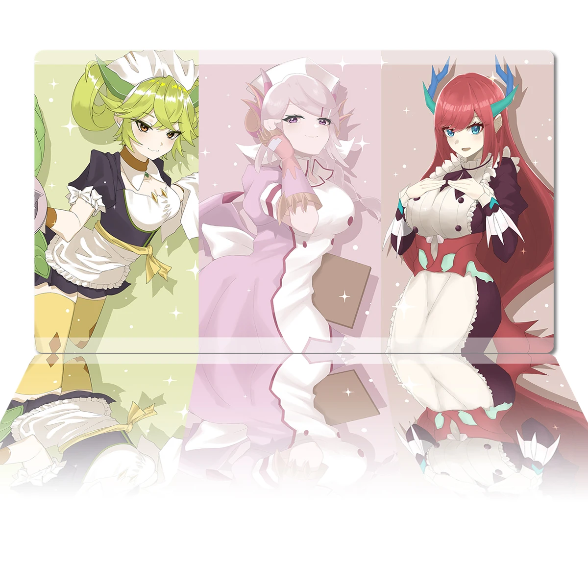 YuGiOh Playmat Parlor Nurse Dragonmaids Mat TCG CCG Trading Card Game Mat Anime Mouse Pad Rubber Desk Mat Mousepad Zones Bag