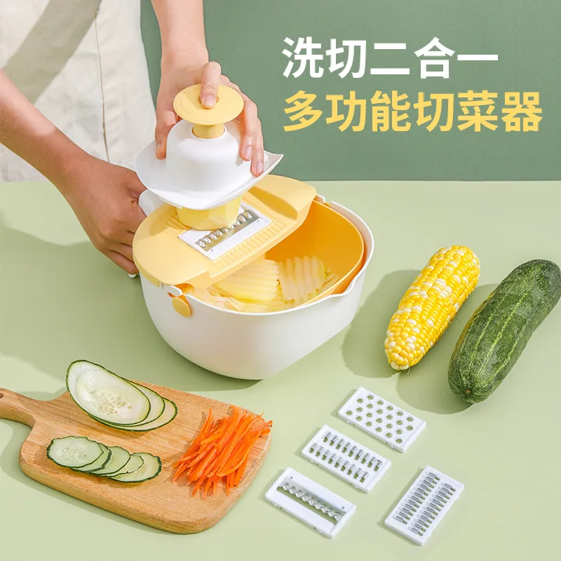 

Creative Lazy Style Slicer Kitchen Fruit and Vegetable Drain Basket Slicer Household Multifunctional Vegetable Chopper