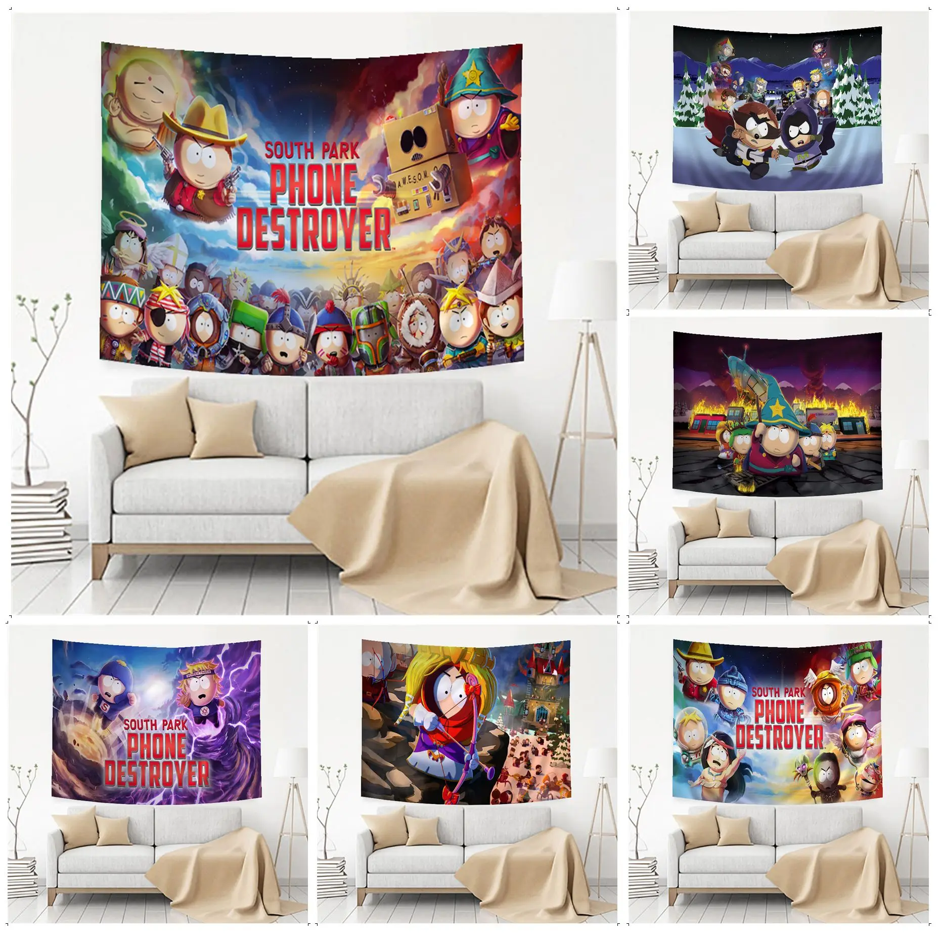 

Bandai South Cartoon Parke Anime Tapestry Home Decoration Hippie Bohemian Decoration Divination INS Home Decor