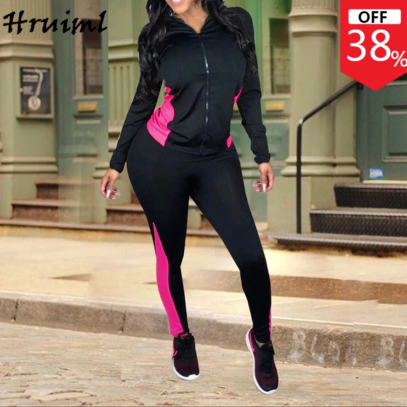 

Matching Sets for Women Fitness Tracksuit Casual Fashion New Arrival Tracksuit Women Color Matching Zipper Tute Sportive Donna