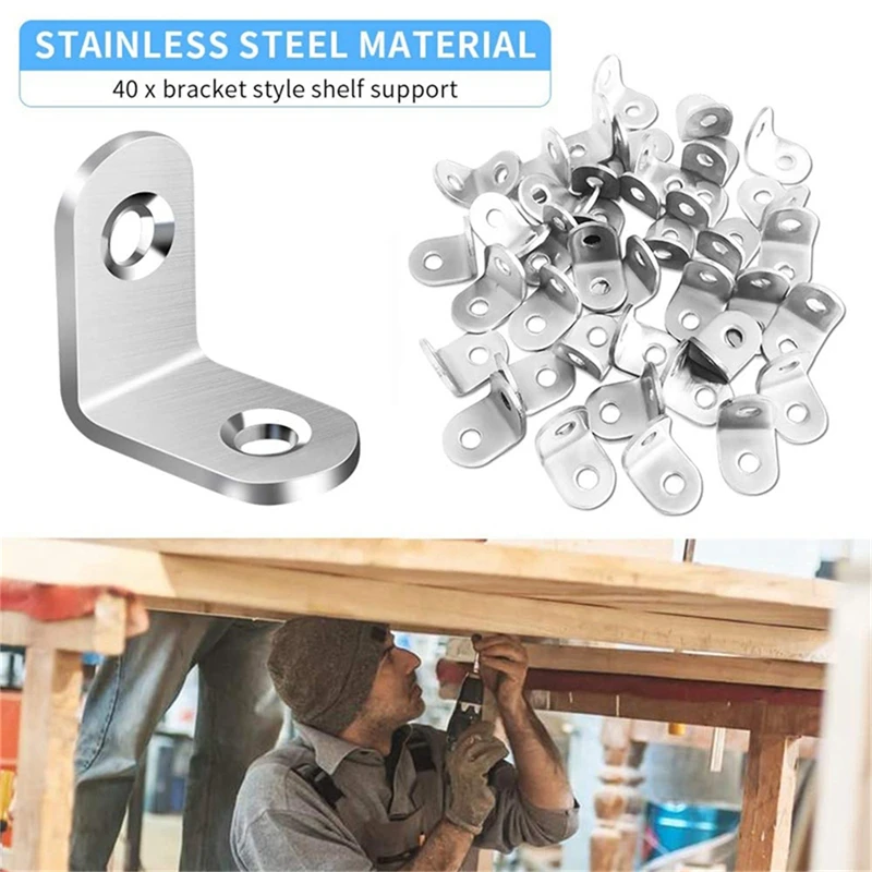

20/40PCS L Bracket Corner with 80PCS Screws, Corner Bracket, Angle Bracket Fastener for Wood Furniture Bedframe Cabinet
