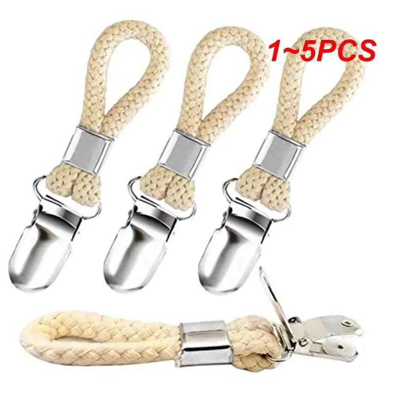 

1~5PCS Bathroom Towel Clips Braided Multipurpose Cotton Loop Metal Clamp Kitchen Storage Clips Home Socks Clothes Hanger