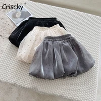 criscky kids girls dot print bud skirts 2022 princess chiffon skirts black gray cute bubble skirts baby girls puffy skirt