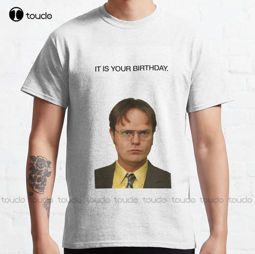 

Это ваш день рождения. Классическая мужская футболка для офиса Dwight Schrute, забавная уличная одежда, мультяшная футболка унисекс, новинка