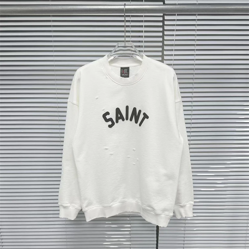 

2023SS Black White Embroidered SAINT MICHAEL VTM Sweatshirt Pullover