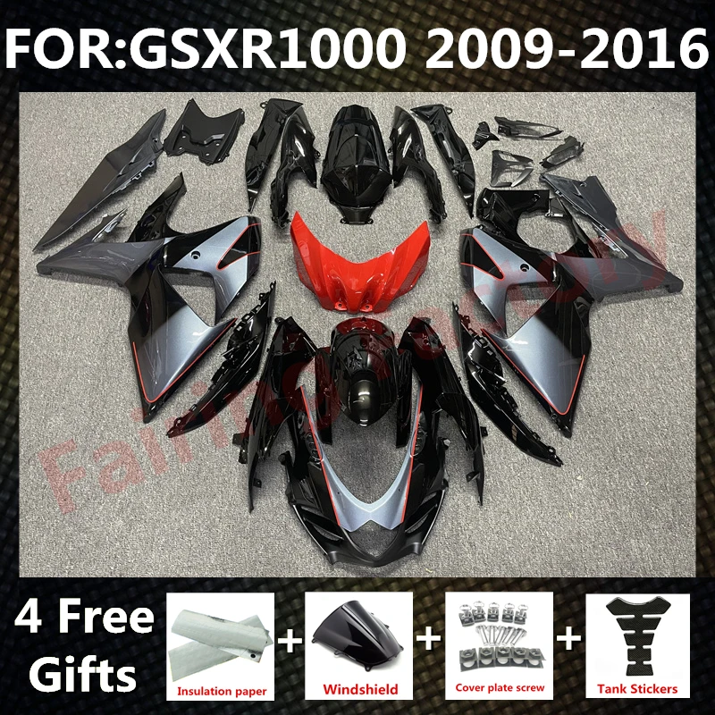 

Комплект обтекателей для мотоцикла, подходит для GSXR1000 GSXR 1000 GSX-R1000 2009 2010 2011 2012 2013 2014 2015 2016 K9, комплект обтекателей, серый, черный